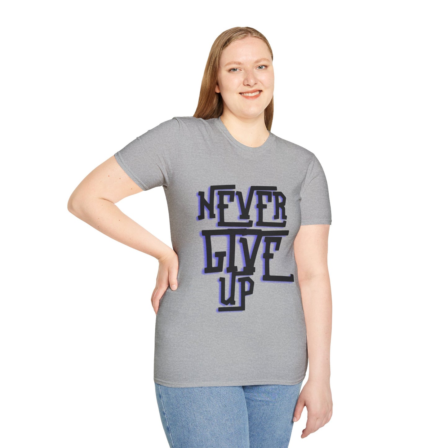 "Never Give Up" Unisex T-Shirt –BLUBLK